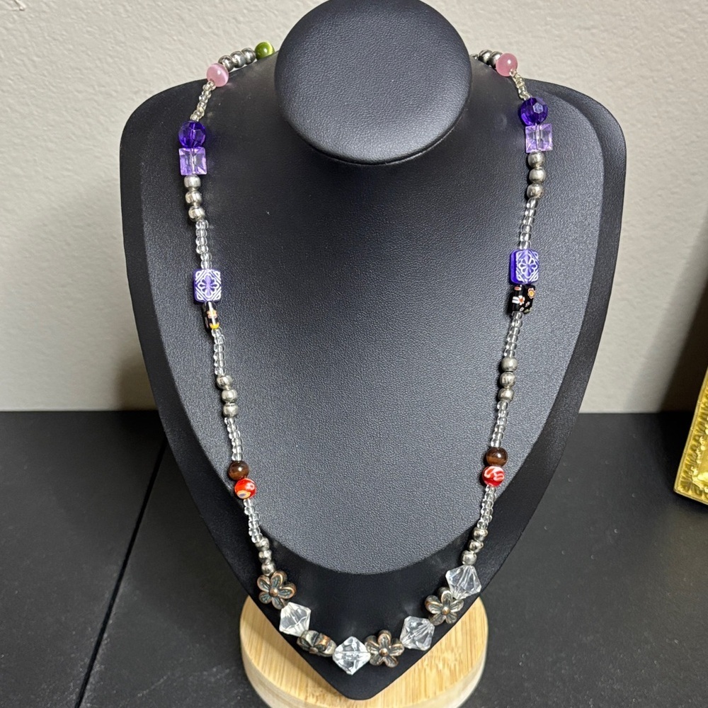 Millefiori Multicolor Glass Beaded Necklace